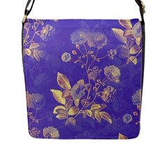 Flower Petal Bouquet Stem Floral Pattern Flap Closure Messenger Bag (l)