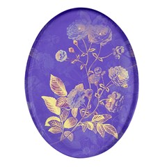 Flower Petal Bouquet Stem Floral Pattern Oval Glass Fridge Magnet (4 Pack)