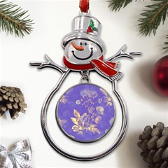 Flower Petal Bouquet Stem Floral Pattern Metal Snowman Ornament