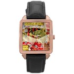 Collage Rose Gold Leather Watch  Front