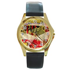 Collage Round Gold Metal Watch