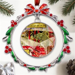 Collage Metal X mas Wreath Ribbon Ornament