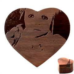 Amber Heart Wood Jewelry Box