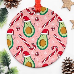 Avo Merry Christmas, Candies, Candy Cane Round Ornament (two Sides) by kyorashop23