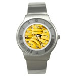 Bananas, Macro, Fruits, Ripe Bananas Stainless Steel Watch Front