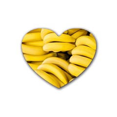 Bananas, Macro, Fruits, Ripe Bananas Rubber Heart Coaster (4 Pack)