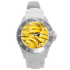 Bananas, Macro, Fruits, Ripe Bananas Round Plastic Sport Watch (l) by kyorashop23