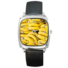 Bananas, Macro, Fruits, Ripe Bananas Square Metal Watch