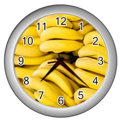 Bananas, Macro, Fruits, Ripe Bananas Wall Clock (silver)