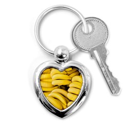 Bananas, Macro, Fruits, Ripe Bananas Key Chain (heart)