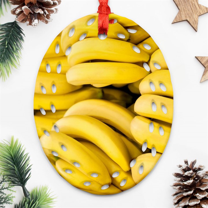 Bananas, Macro, Fruits, Ripe Bananas Oval Filigree Ornament (Two Sides)