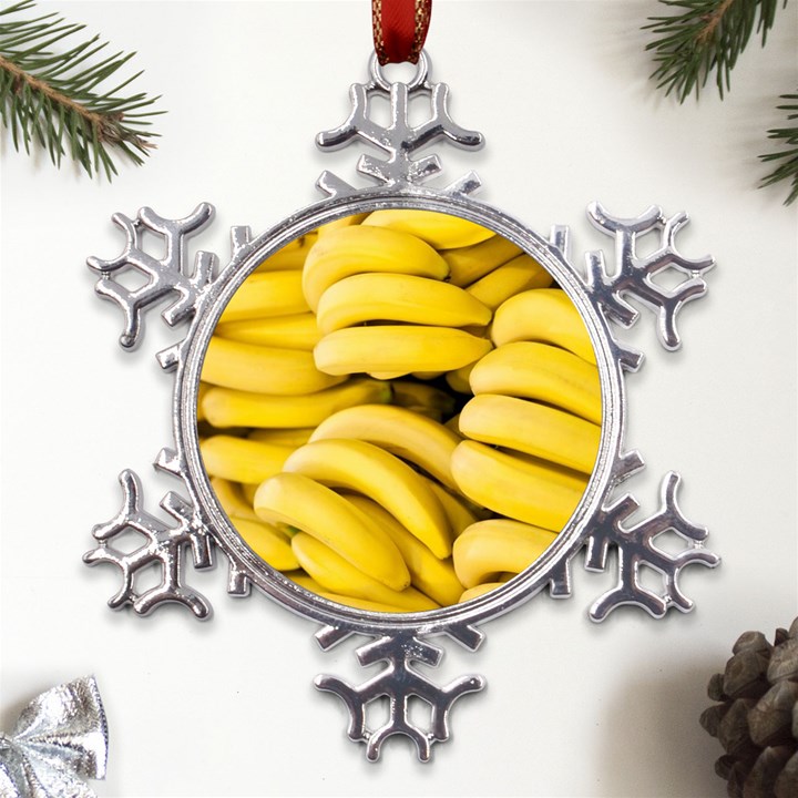 Bananas, Macro, Fruits, Ripe Bananas Metal Large Snowflake Ornament