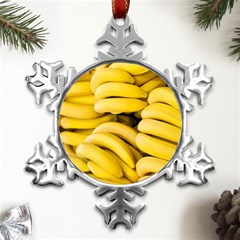 Bananas, Macro, Fruits, Ripe Bananas Metal Small Snowflake Ornament by kyorashop23