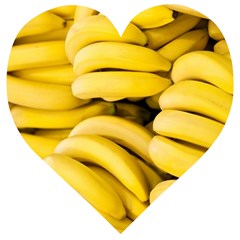 Bananas, Macro, Fruits, Ripe Bananas Wooden Puzzle Heart by kyorashop23