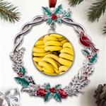 Bananas, Macro, Fruits, Ripe Bananas Metal X mas Wreath Holly leaf Ornament Front