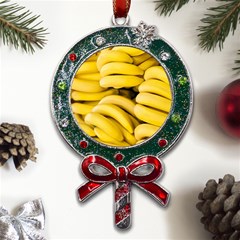 Bananas, Macro, Fruits, Ripe Bananas Metal X mas Lollipop With Crystal Ornament by kyorashop23