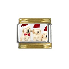 Christmas Puppies, Santa, Craciun, Christmas, Funny, Hat, Puppy, Red Gold Trim Italian Charm (9mm) by kyorashop23