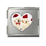 Christmas Puppies, Santa, Craciun, Christmas, Funny, Hat, Puppy, Red Mega Link Heart Italian Charm (18mm) Front