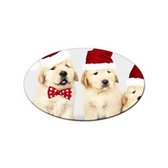 Christmas Puppies, Santa, Craciun, Christmas, Funny, Hat, Puppy, Red Sticker (oval) by kyorashop23