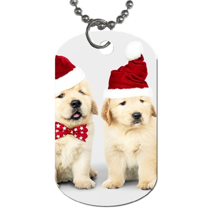 Christmas Puppies, Santa, Craciun, Christmas, Funny, Hat, Puppy, Red Dog Tag (Two Sides)