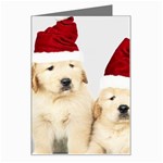 Christmas Puppies, Santa, Craciun, Christmas, Funny, Hat, Puppy, Red Greeting Card Left