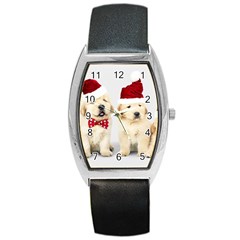 Christmas Puppies, Santa, Craciun, Christmas, Funny, Hat, Puppy, Red Barrel Style Metal Watch by kyorashop23