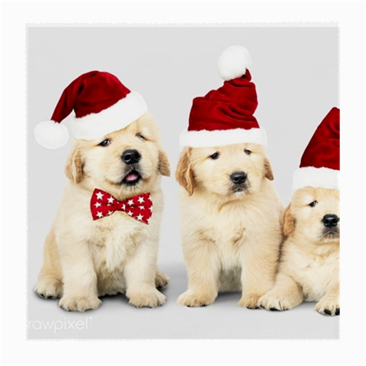 Christmas Puppies, Santa, Craciun, Christmas, Funny, Hat, Puppy, Red Medium Glasses Cloth