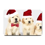 Christmas Puppies, Santa, Craciun, Christmas, Funny, Hat, Puppy, Red Small Doormat 24 x16  Door Mat