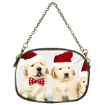 Christmas Puppies, Santa, Craciun, Christmas, Funny, Hat, Puppy, Red Chain Purse (One Side) Front