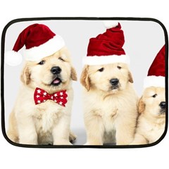 Christmas Puppies, Santa, Craciun, Christmas, Funny, Hat, Puppy, Red Fleece Blanket (mini) by kyorashop23