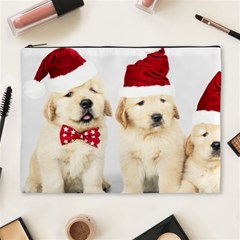 Christmas Puppies, Santa, Craciun, Christmas, Funny, Hat, Puppy, Red Cosmetic Bag (XL)