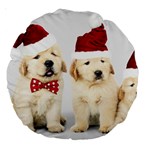 Christmas Puppies, Santa, Craciun, Christmas, Funny, Hat, Puppy, Red Large 18  Premium Round Cushions Front