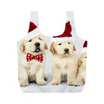 Christmas Puppies, Santa, Craciun, Christmas, Funny, Hat, Puppy, Red Full Print Recycle Bag (M) Front