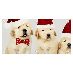 Christmas Puppies, Santa, Craciun, Christmas, Funny, Hat, Puppy, Red Banner and Sign 6  x 3 