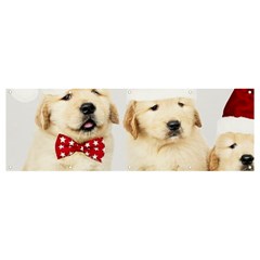 Christmas Puppies, Santa, Craciun, Christmas, Funny, Hat, Puppy, Red Banner And Sign 12  X 4  by kyorashop23