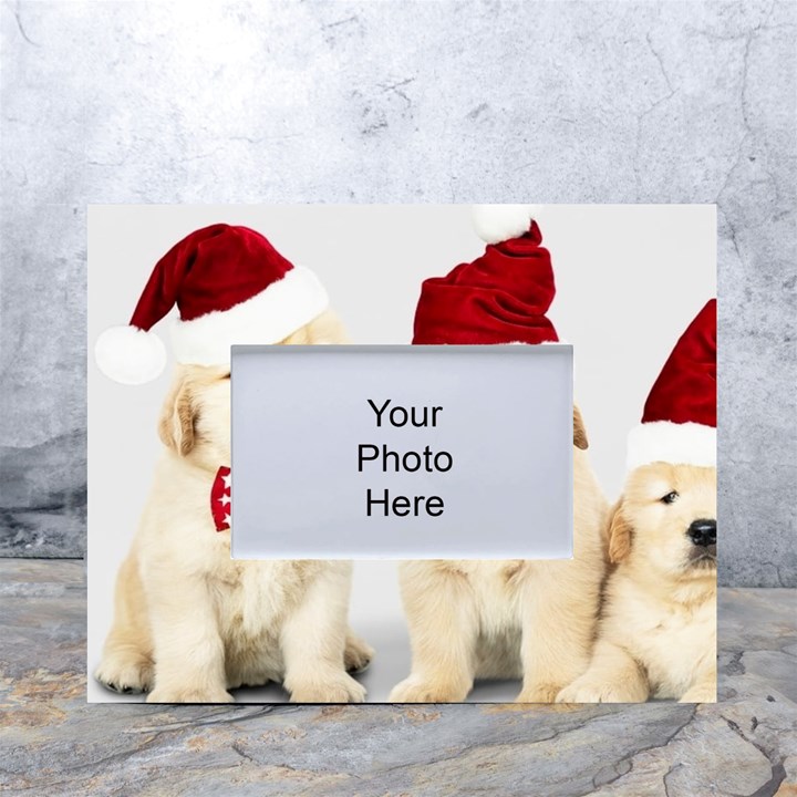 Christmas Puppies, Santa, Craciun, Christmas, Funny, Hat, Puppy, Red White Tabletop Photo Frame 4 x6 