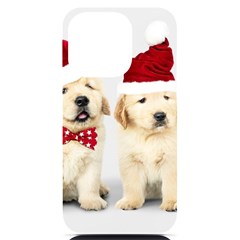 Christmas Puppies, Santa, Craciun, Christmas, Funny, Hat, Puppy, Red Iphone 14 Pro Black Uv Print Pc Hardshell Case by kyorashop23