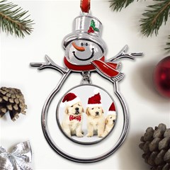 Christmas Puppies, Santa, Craciun, Christmas, Funny, Hat, Puppy, Red Metal Snowman Ornament by kyorashop23