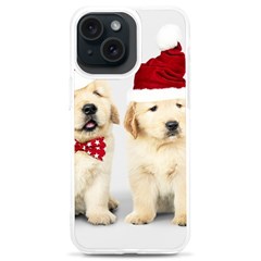 Christmas Puppies, Santa, Craciun, Christmas, Funny, Hat, Puppy, Red Iphone 15 Plus Tpu Uv Print Case by kyorashop23