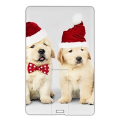 Christmas Puppies, Santa, Craciun, Christmas, Funny, Hat, Puppy, Red Name Card Style USB Flash Drive