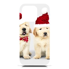 Christmas Puppies, Santa, Craciun, Christmas, Funny, Hat, Puppy, Red Iphone 16 Pro Black Uv Print Pc Hardshell Case