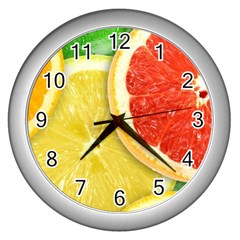 Fruit, Lemon Wall Clock (silver)