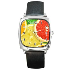 Fruit, Lemon Square Metal Watch