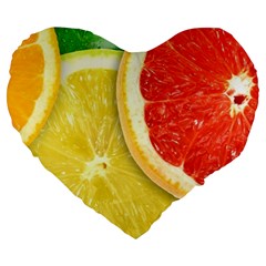 Fruit, Lemon Large 19  Premium Heart Shape Cushions by kyorashop23