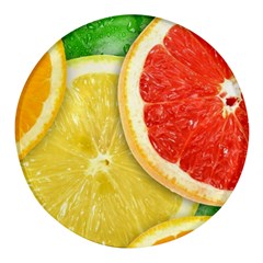 Fruit, Lemon Round Glass Fridge Magnet (4 Pack)