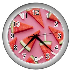 Fruits, Watermelon, Fruit Wall Clock (silver)