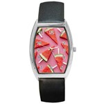 Fruits, Watermelon, Fruit Barrel Style Metal Watch Front