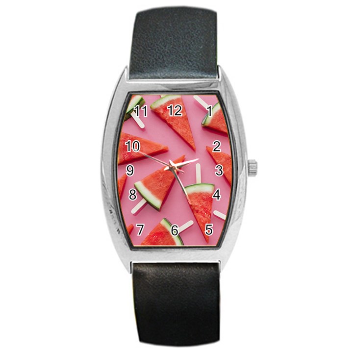 Fruits, Watermelon, Fruit Barrel Style Metal Watch