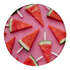 Fruits, Watermelon, Fruit Round Glass Fridge Magnet (4 Pack) by kyorashop23