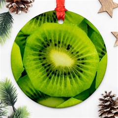 Kiwi Fruits, Close-up, Exotic Fruit Ornament (round) by kyorashop23